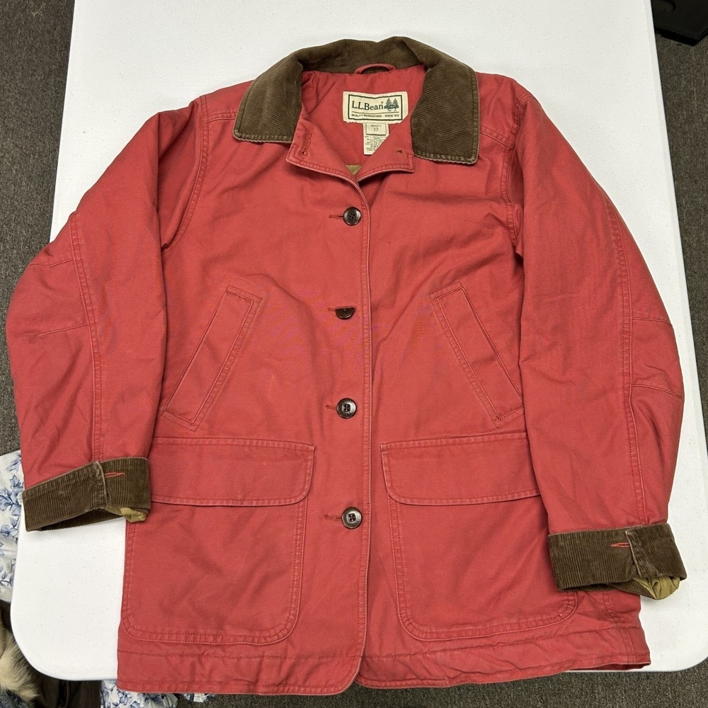 LL Bean Adirondack Barn Coat Womens XS Petite Red Thinsulate Canvas Jacket
